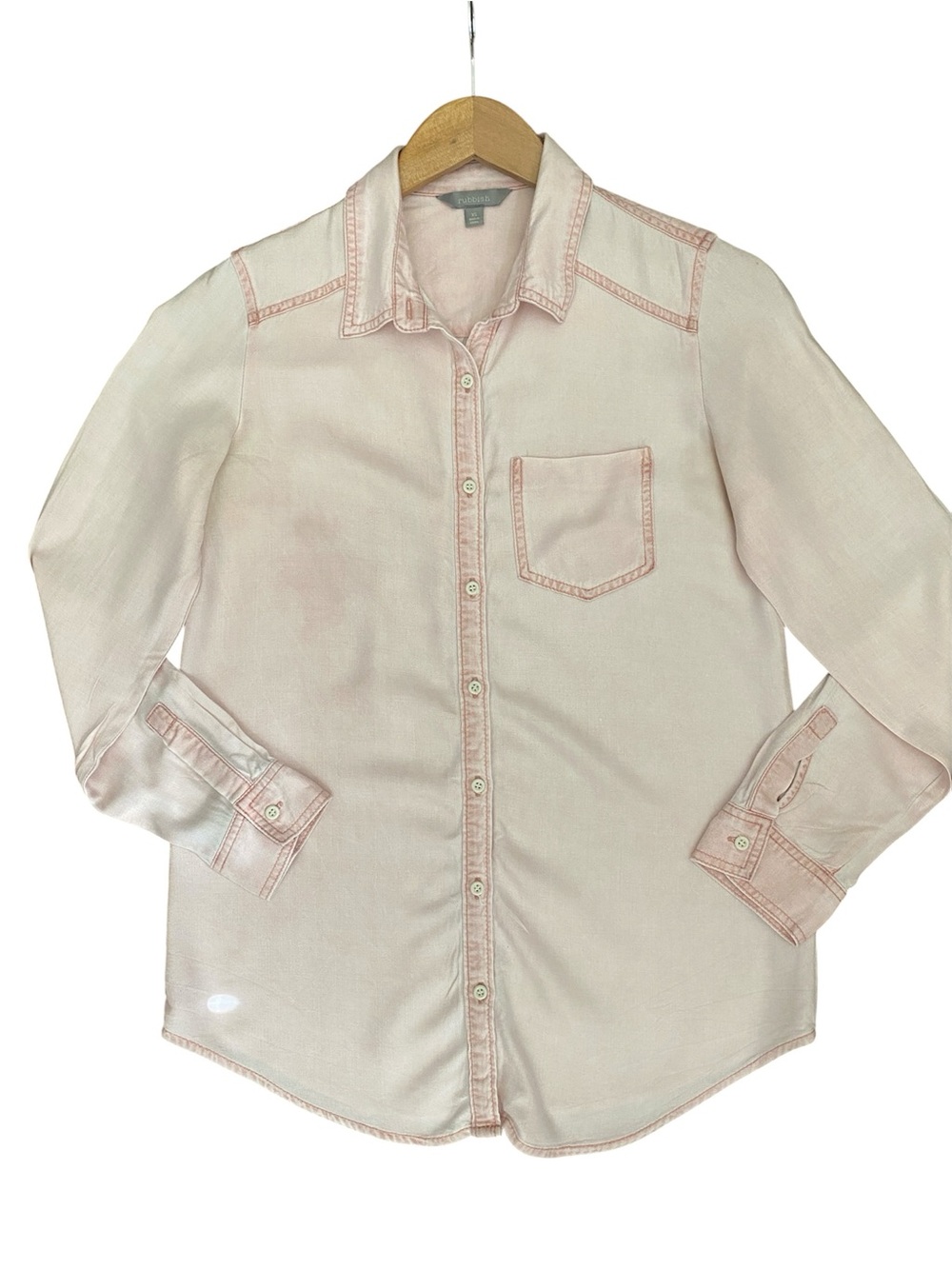 Rubbish Pale Pink Button-Down Oversized Shirt with Chest Pocket